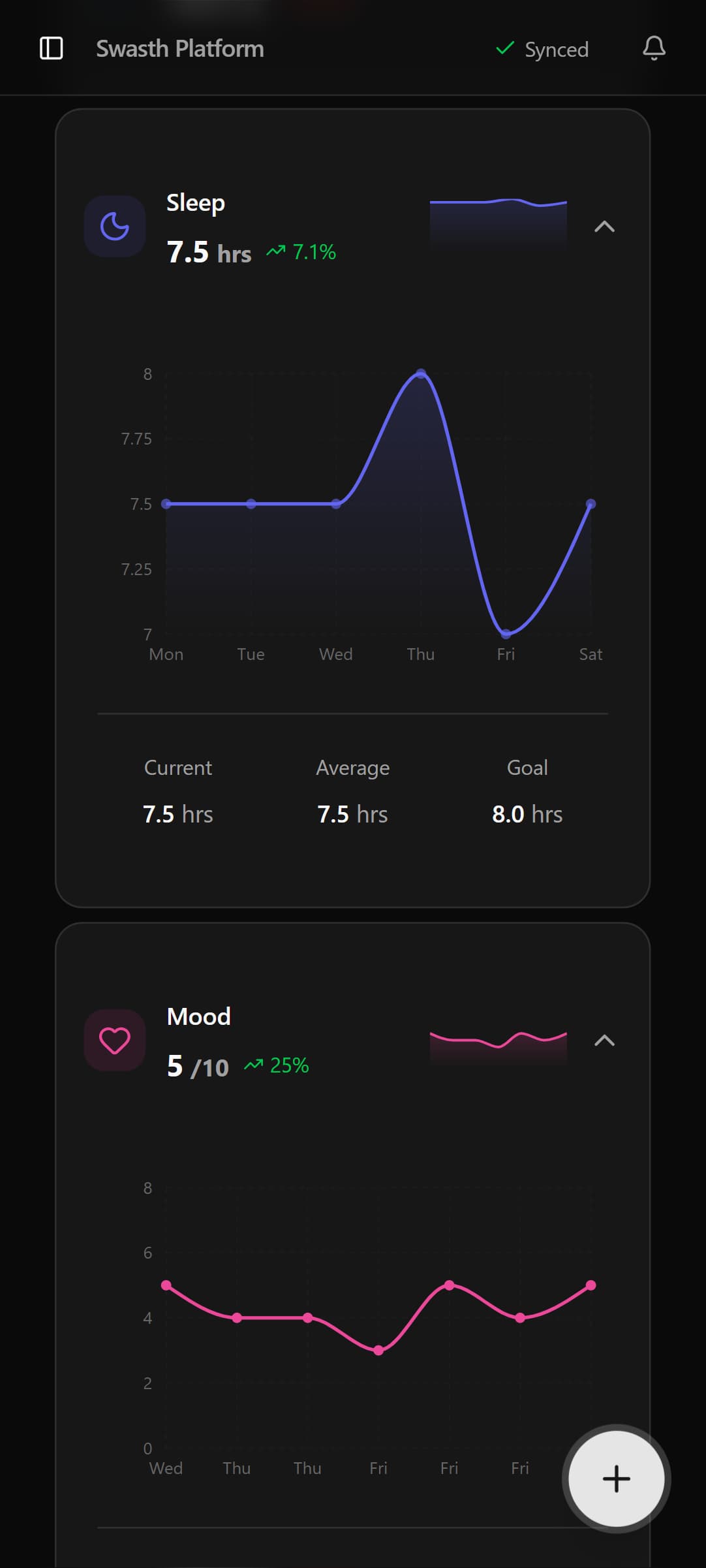 Sleep & Mood Tracking - Dark Mode