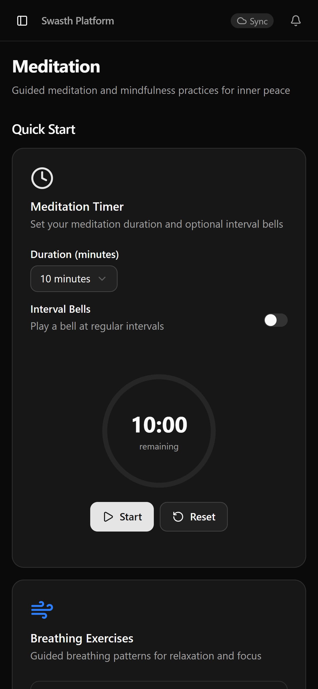 Meditation Timer - Dark Mode