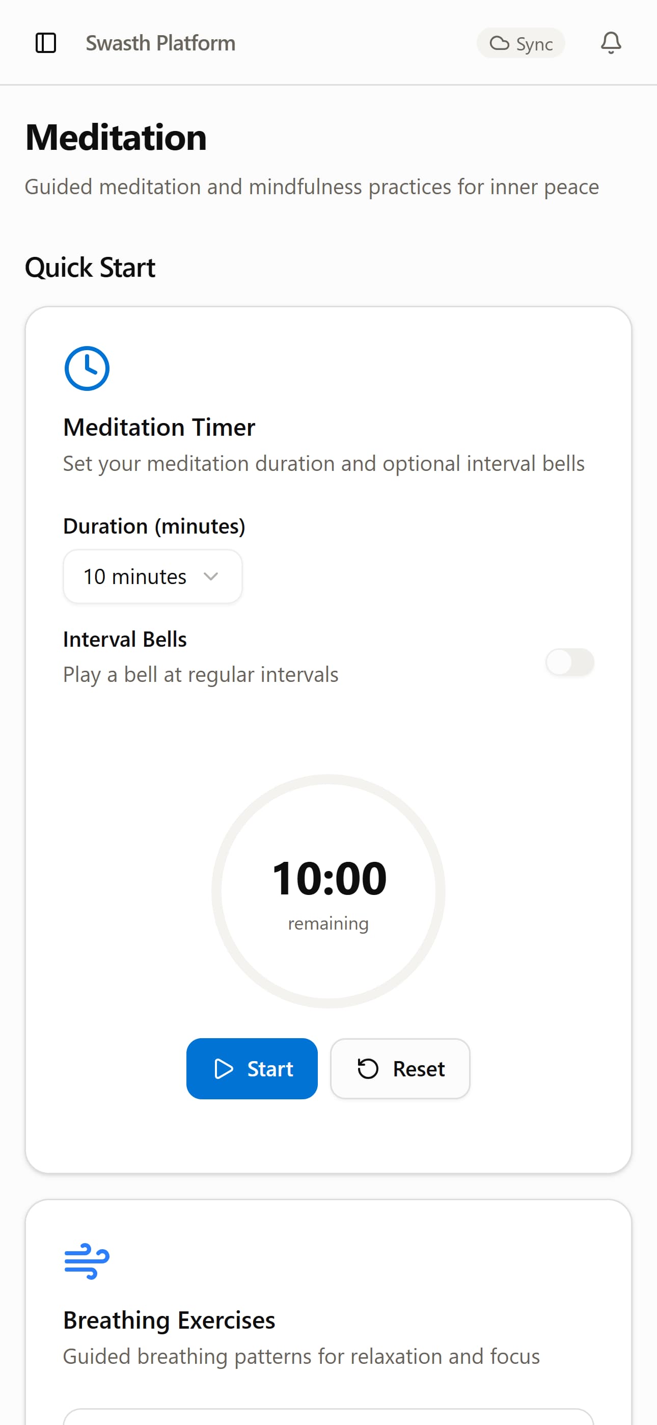 Meditation Timer - Light Mode